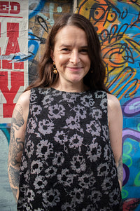 FRNCH Alicia Black And Silver Floral A-Line Mini Dress - The Mercantile London