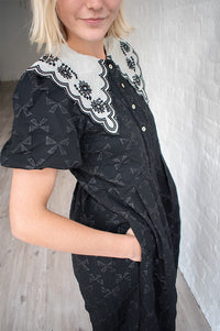 Louche Iris Bow Jacquard Lace Collar Dress - The Mercantile London