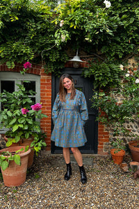 The Tiny Big Sister Roses Voluminous Sleeve Mini Dress - The Mercantile London