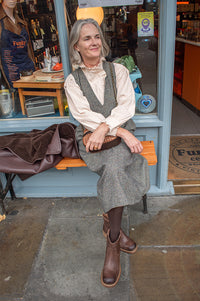 Numph Avey Caviar Herringbone Dress - The Mercantile London