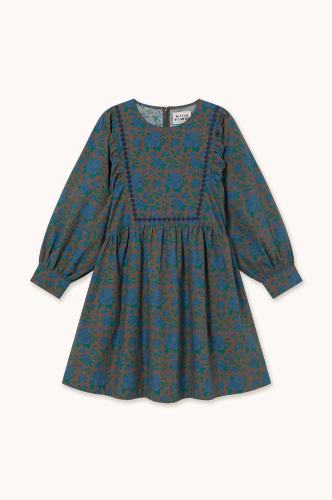 The Tiny Big Sister Roses Voluminous Sleeve Mini Dress - The Mercantile London