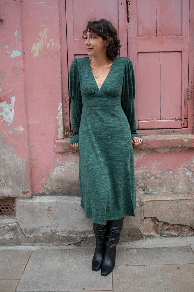 Louche Moa Green Marl Dress - The Mercantile London