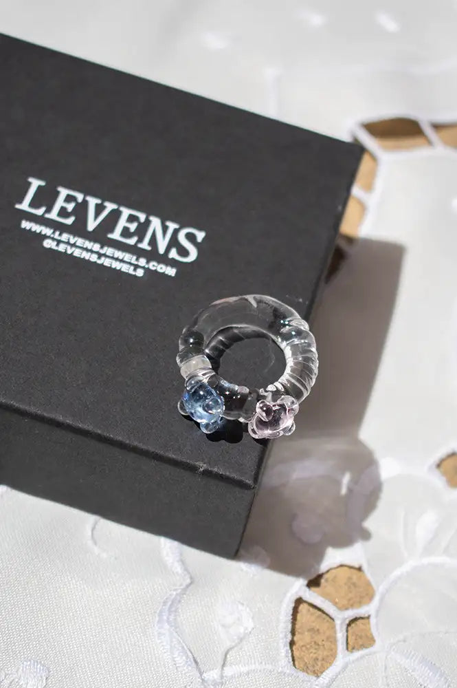 Levens Two Pearls Blue & Pink Ring - The Mercantile London
