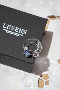 Levens Two Pearls Blue & Pink Ring - The Mercantile London