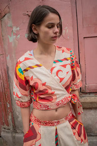 An'ge Sorinana Olio Ecru Wrap Top - The Mercantile London