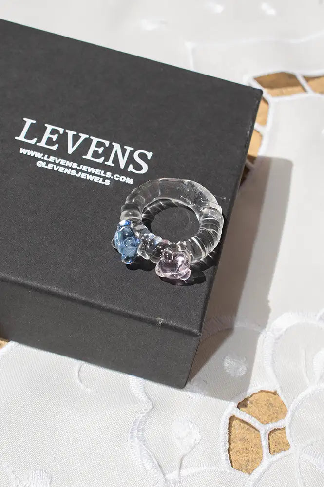Levens Two Pearls Blue & Pink Ring - The Mercantile London