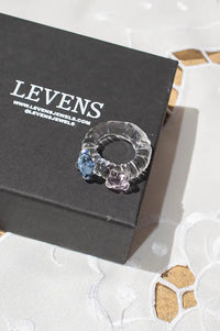 Levens Two Pearls Blue & Pink Ring - The Mercantile London