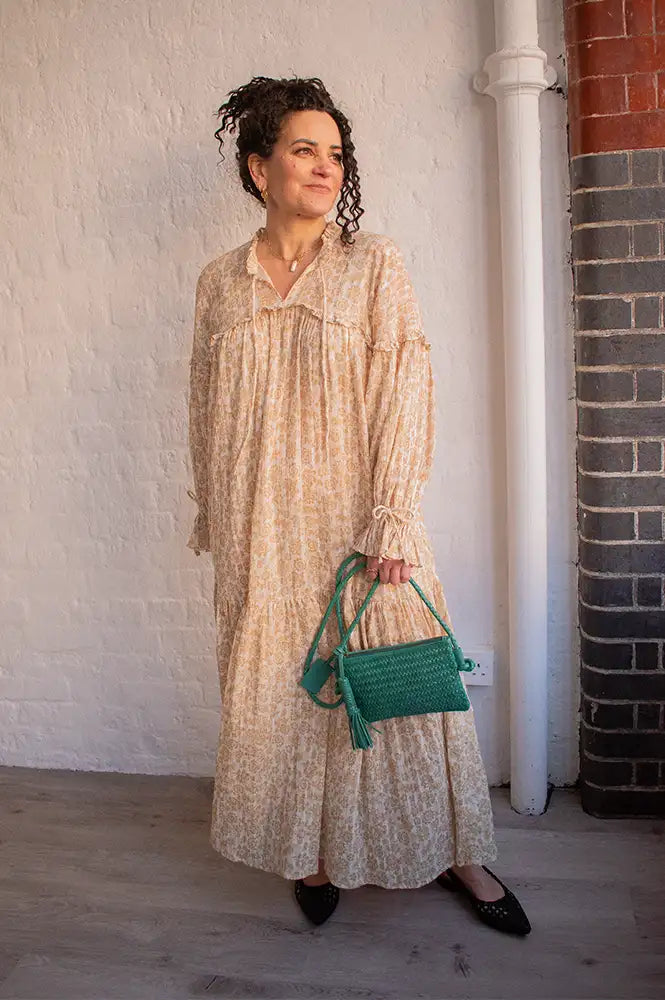 Feeka Lyla Ochre Floral Dress - The Mercantile London