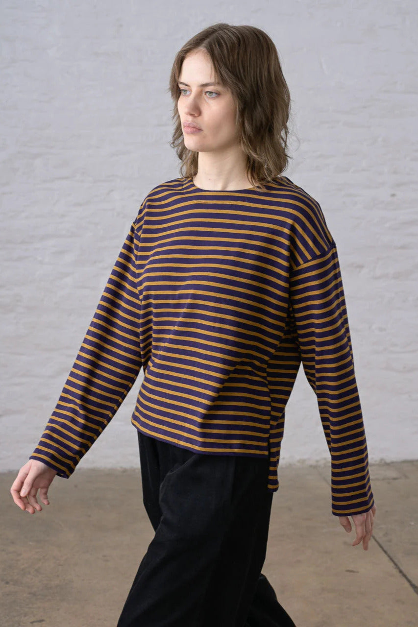 Bibico Zoe Navy & Bronze Striped Top