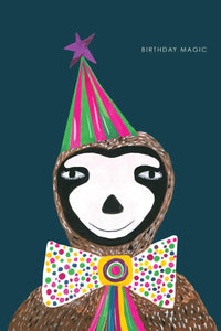 'Magic Sloth' Birthday Greetings Card: Biodegradable Cello Wrap - The Mercantile London