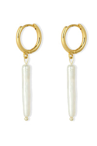Milos Long Pearl Huggies Gold - The Mercantile London