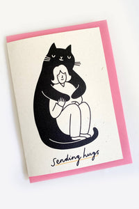 Kitty Kenda Giant Cat Sending Hugs Greeting Card