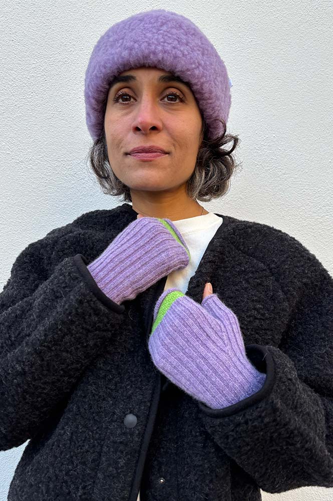 Eribé Bowden Dahlia Ribbed Open Mitt - The Mercantile London