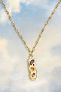 JJ Kaleidoscope Gemstone Tag Pendant Necklace - The Mercantile London