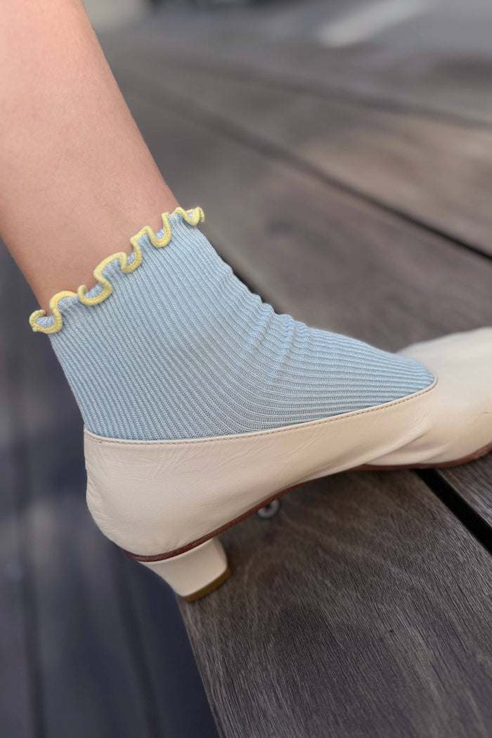 Le Bon Shoppe Petite Ruffled Baby Blue Butter Socks - The Mercantile London