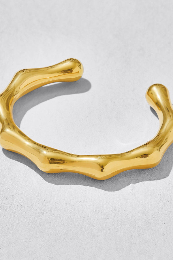 Bamboo Chunky Gold Bangle - The Mercantile London