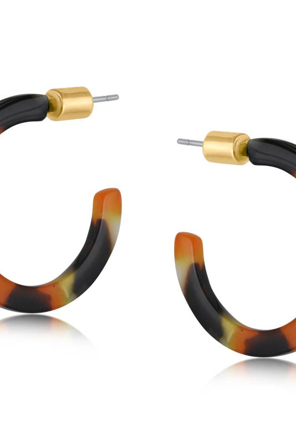 AW25 B.M.L Hortense Orange & Black Thin Resin Hoop Earrings - The Mercantile London