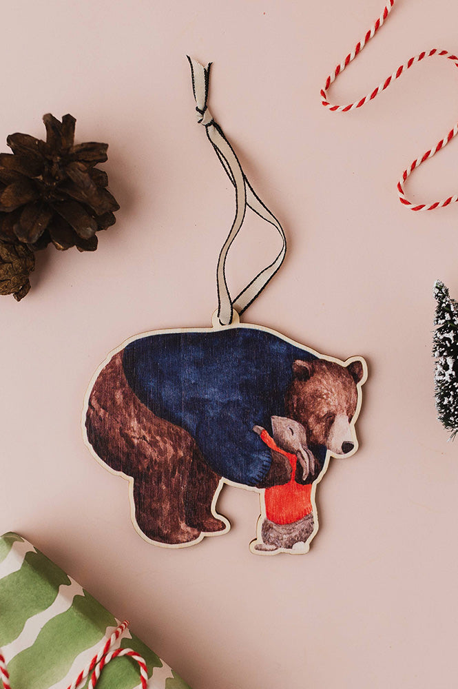 Mister Peebles Bear Hugs Wooden Decoration - The Mercantile London