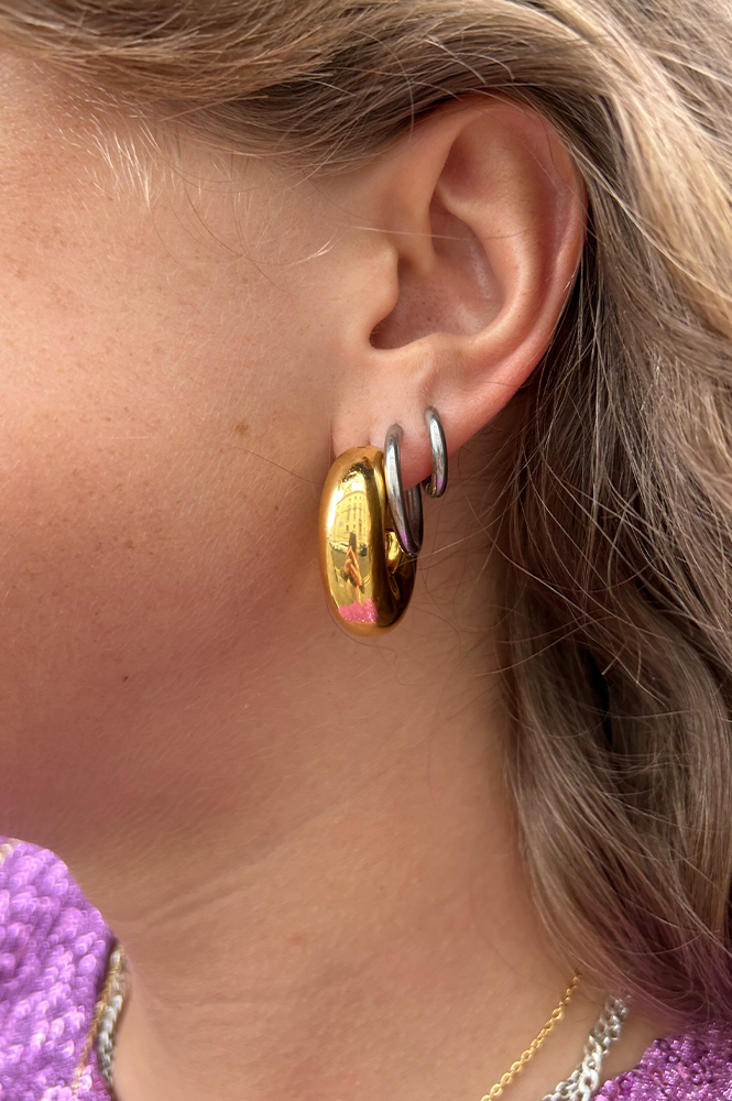 Chunky small gold hoop earrings  Militza Ortiz Jewellery