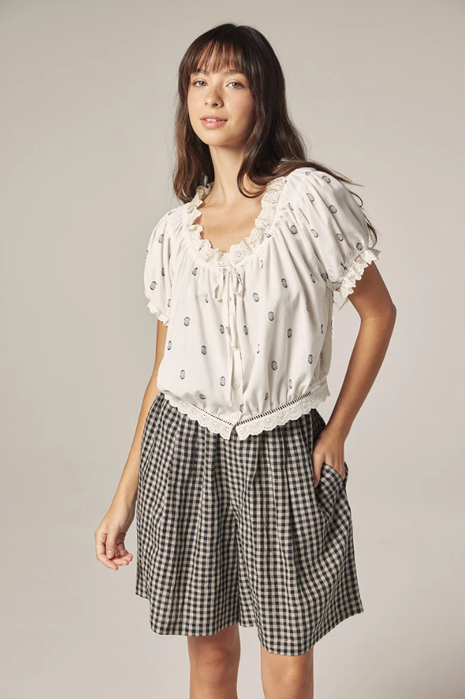 Amente Black & Natural Gingham Easy Shorts
