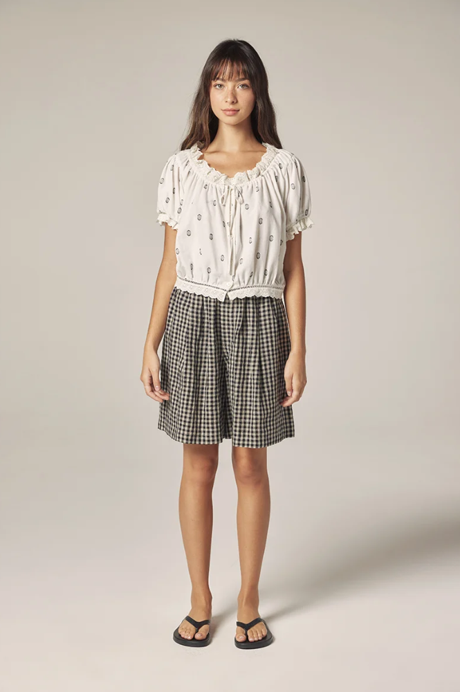 Amente Black & Natural Gingham Easy Shorts