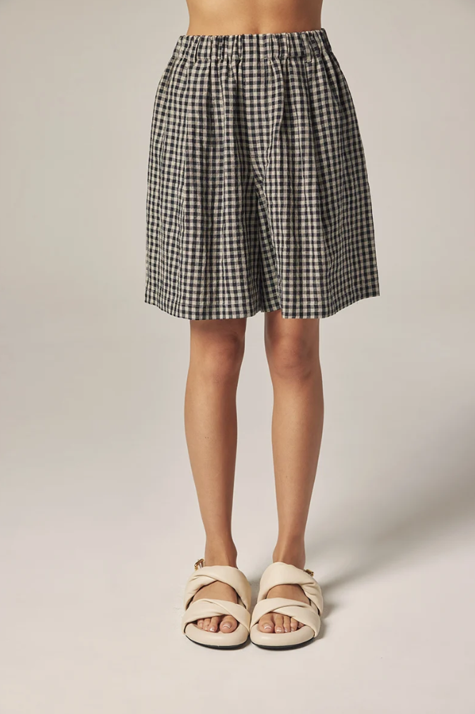 Amente Black & Natural Gingham Easy Shorts
