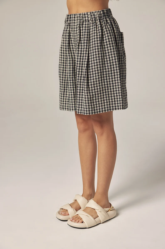 Amente Black & Natural Gingham Easy Shorts