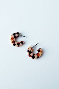 Custom Made Honey Checker Super Mini Hoop Earrings - The Mercantile London