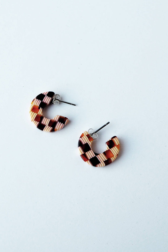 Custom Made Honey Checker Super Mini Hoop Earrings - The Mercantile London