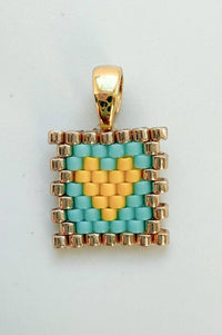 XO-CU Miyuki Turquoise & Yellow Glass Pendant Charm - The Mercantile London