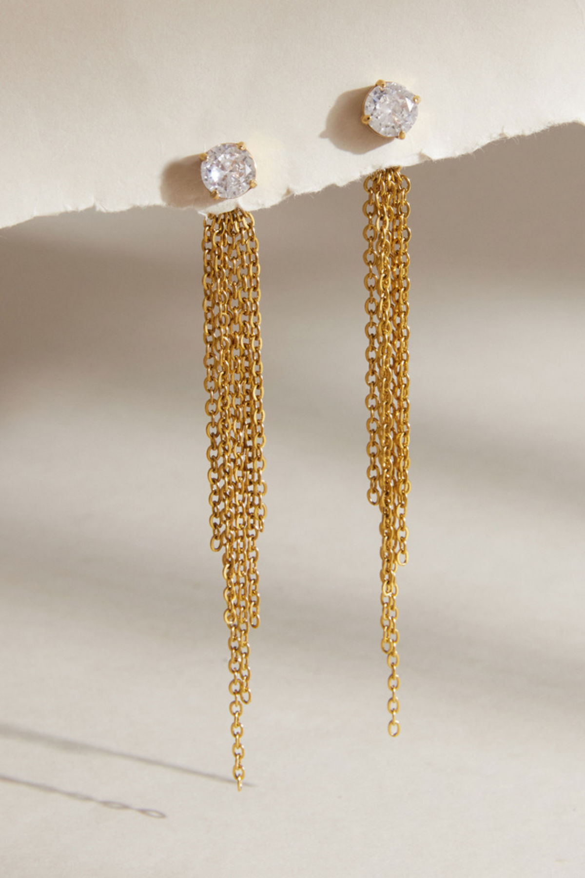 White Tassel Chain Front & Back Earrings - The Mercantile London