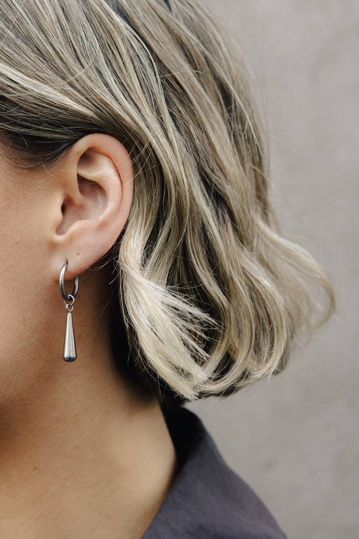 Nordic Muse Silver Elongated Drop Earrings