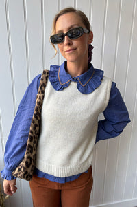 Grace & Mila Say Ecru Sleeveless Sweater - The Mercantile London