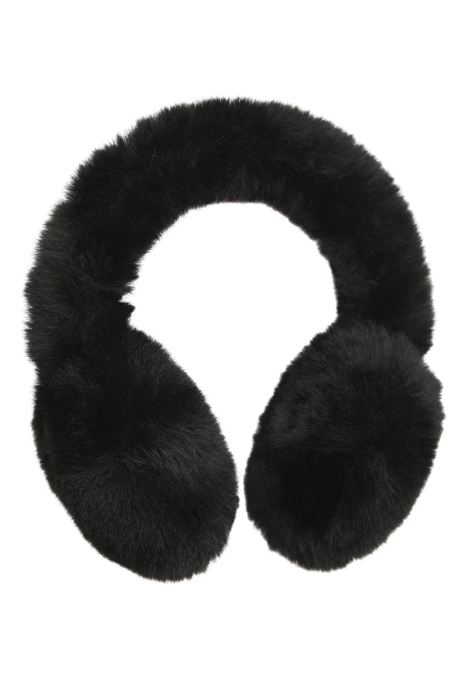 Nooki Edie Faux Fur Black Earmuffs - The Mercantile London