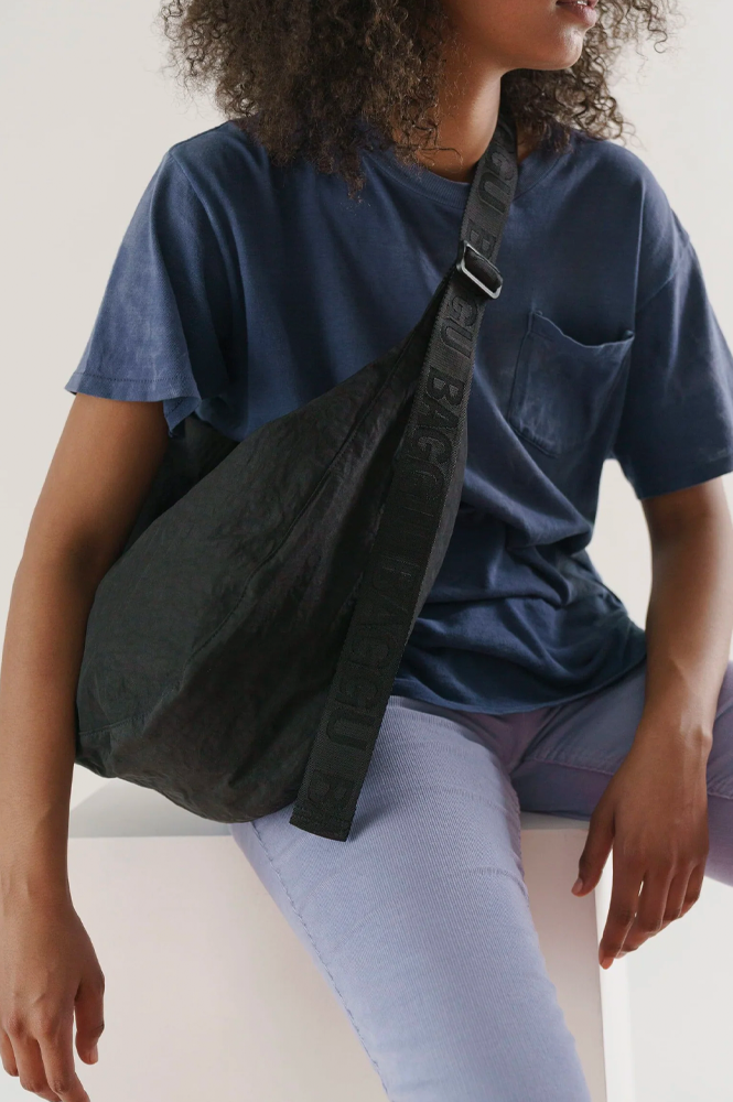 Baggu Large Nylon Crescent Black Bag - The Mercantile London