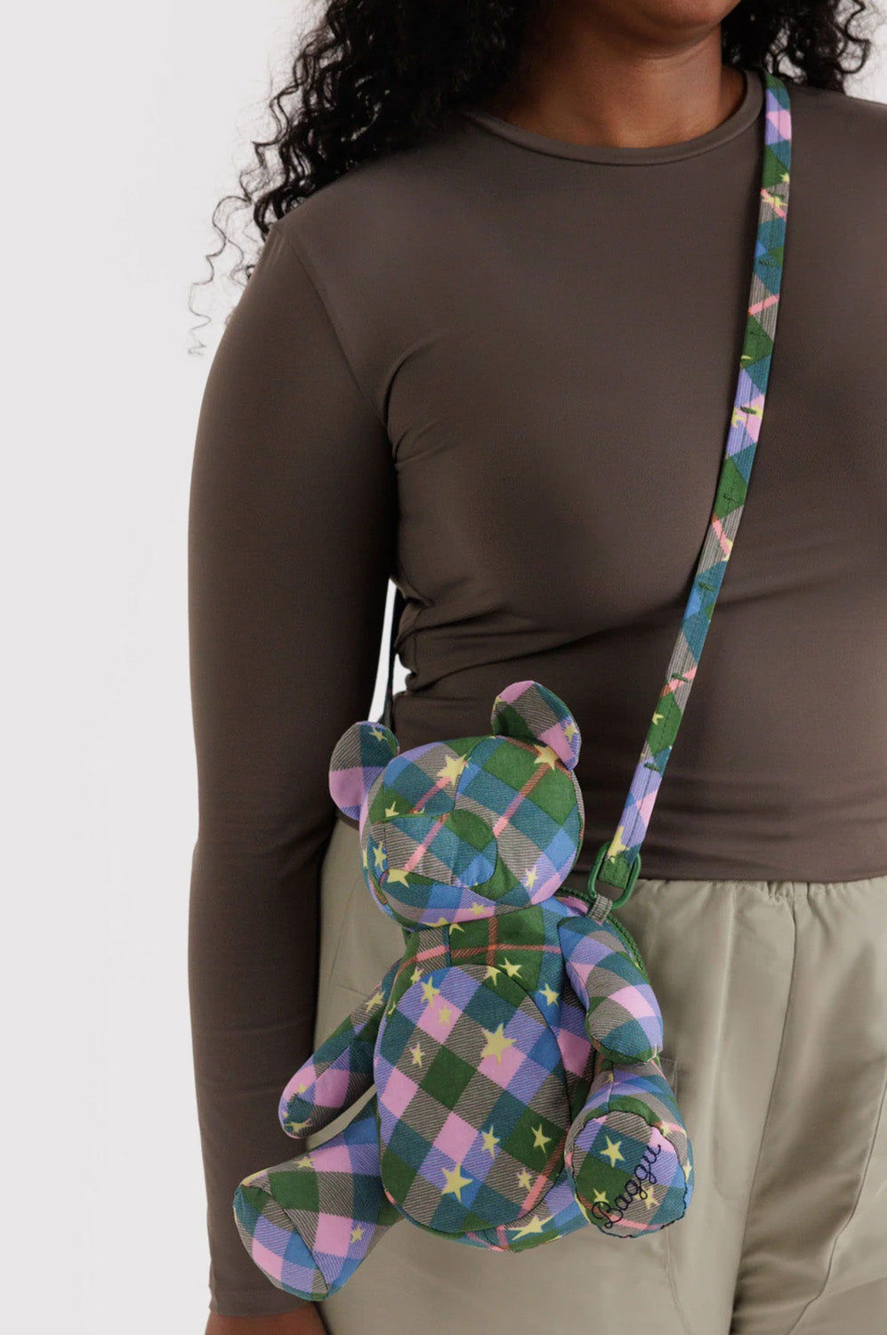 Baggu Green Star Plaid Bear Bag - The Mercantile London