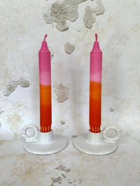 Colourful ‘Sunset’ Hand Dipped Orange & Pink Dinner Candles - The Mercantile London