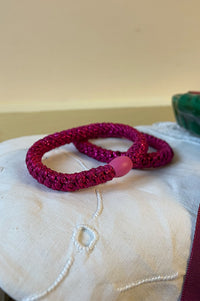 Kknekki Electric Pink Glitter Hair Tie - The Mercantile London