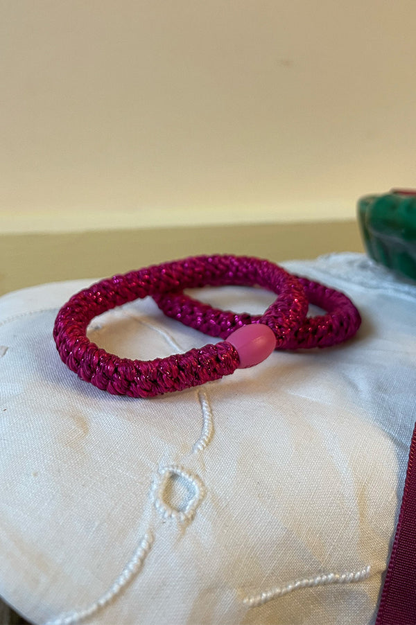 Kknekki Electric Pink Glitter Hair Tie - The Mercantile London