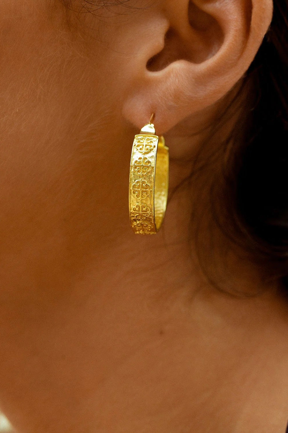 Azuni Eleni Ornate Wide Hoop Earrings - The Mercantile London