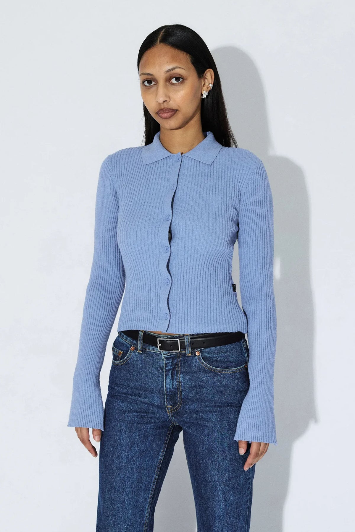 Dr Denim Eliza Dusty Blue Knitted Top - The Mercantile London