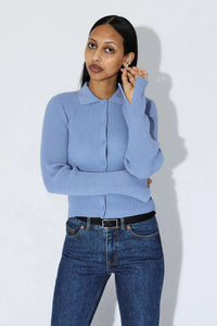 Dr Denim Eliza Dusty Blue Knitted Top - The Mercantile London