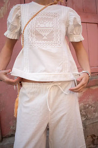 Damson Madder Elodie White Tie Trousers - The Mercantile London