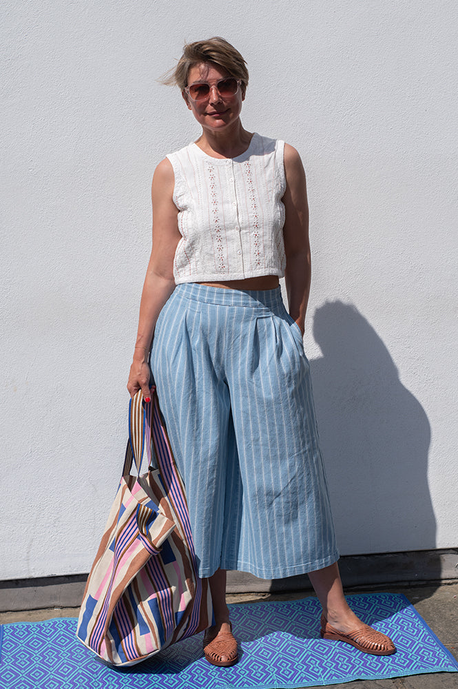Object Elsie Wide Striped Culotte Jeans - The Mercantile London