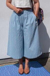 Object Elsie Wide Striped Culotte Jeans - The Mercantile London