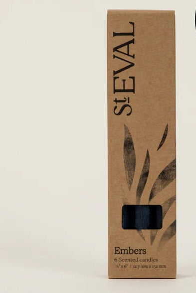St Eval Embers candle box on a beige background with 'NEW FRAGRANCE' text.