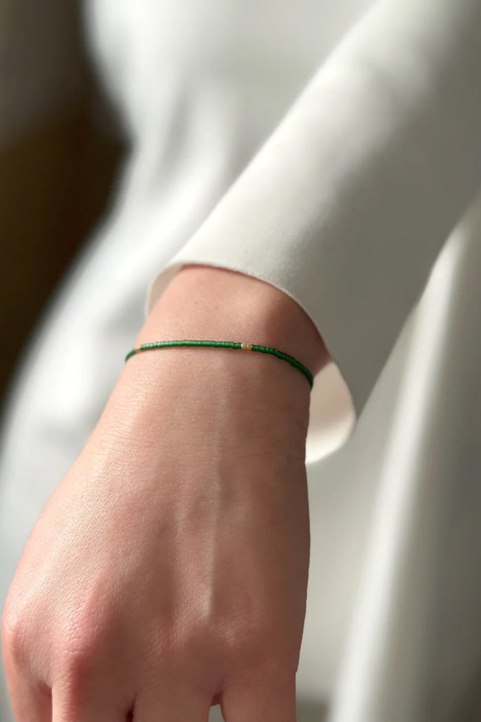 MAAS Muse Glass Miyuki Bead Emerald Bracelet - The Mercantile London