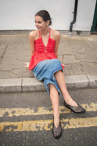 Emin + Paul Red Shirred Halter Neck Top - The Mercantile London
