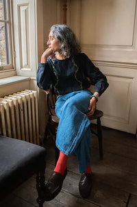 Emile Et Ida Estelle Charcoal Embroidered Blouse