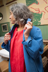 Emin + Paul Blue Pleated Long Coat - The Mercantile London